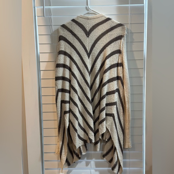 FREE PEOPLE Circle Back High Low Hem Chevron Striped Cardigan Pockets LARGE - Picture 5 of 8